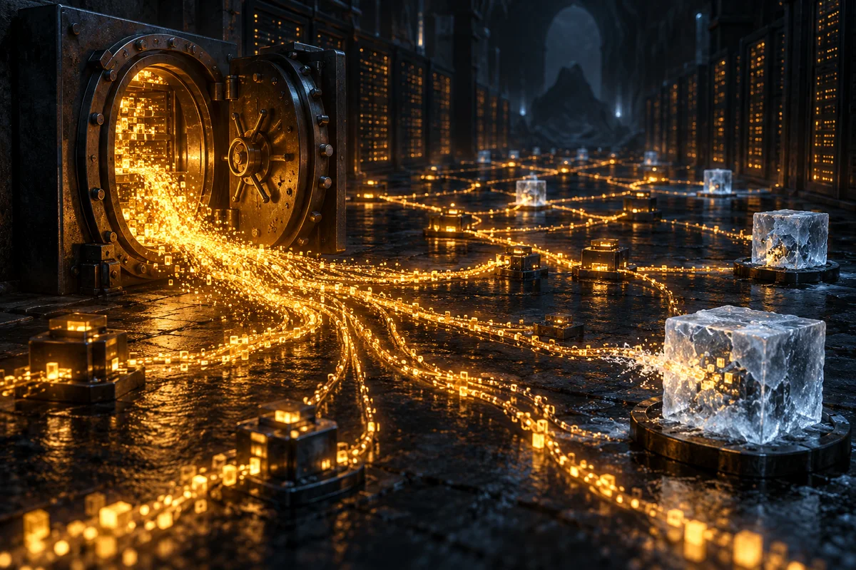 Binance logo displayed on a screen next to blockchain transaction data, illustrating the investigation into suspected transfers from its hot wallets